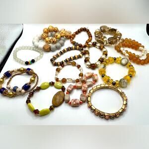 15 stretch bracelets, assorted colors and styles